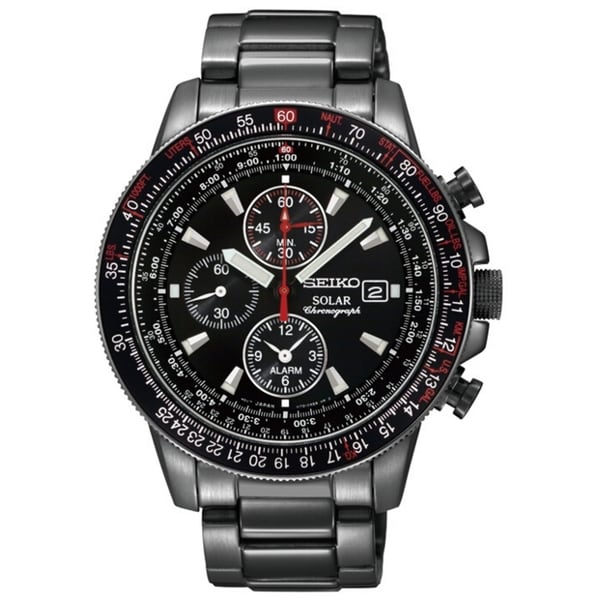 Shop SEIKO Men's Solar Chronograph Black Ion Tachymeter Watch - Free ...