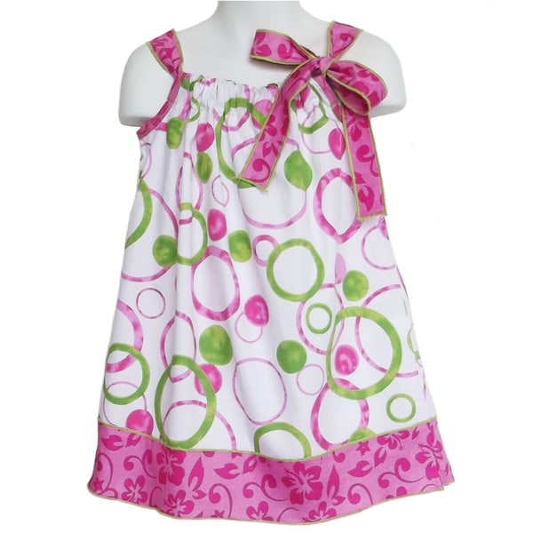 AnnLoren Girls 'Circles and Floral' Sleeveless Pillow Case Dress Ann Loren Girls' Dresses