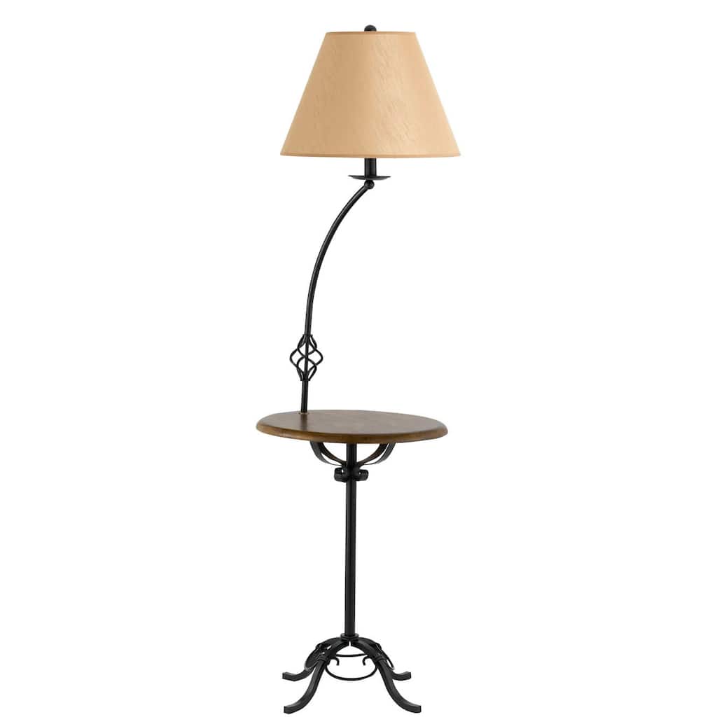 Cal Lighting Wrought Iron Floor Lamp with Wood Tray Table