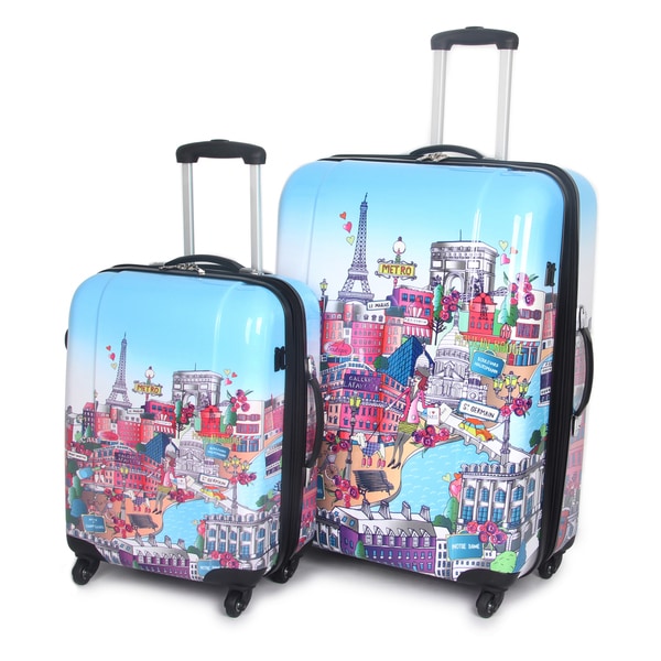 International Traveller 'Paris City' 2-piece Fashion Hardside Spinner ...