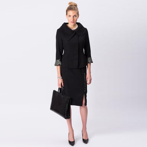 Grace Gallo New York Women's 'Marilyn' Black Wool Blend Skirted Suit Grace Gallo New York Skirt Suits