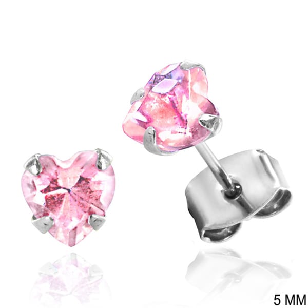 Sterling Silver Heart Shaped Cubic Zirconia Stud Earrings Sterling Silver Heart Shaped Cubic Zirconia Stud Earrings