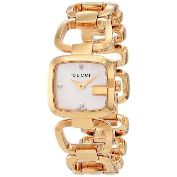 Shop Gucci Women's 'G Gucci' Mother Of Pearl Dial Goldtone Steel Watch ...