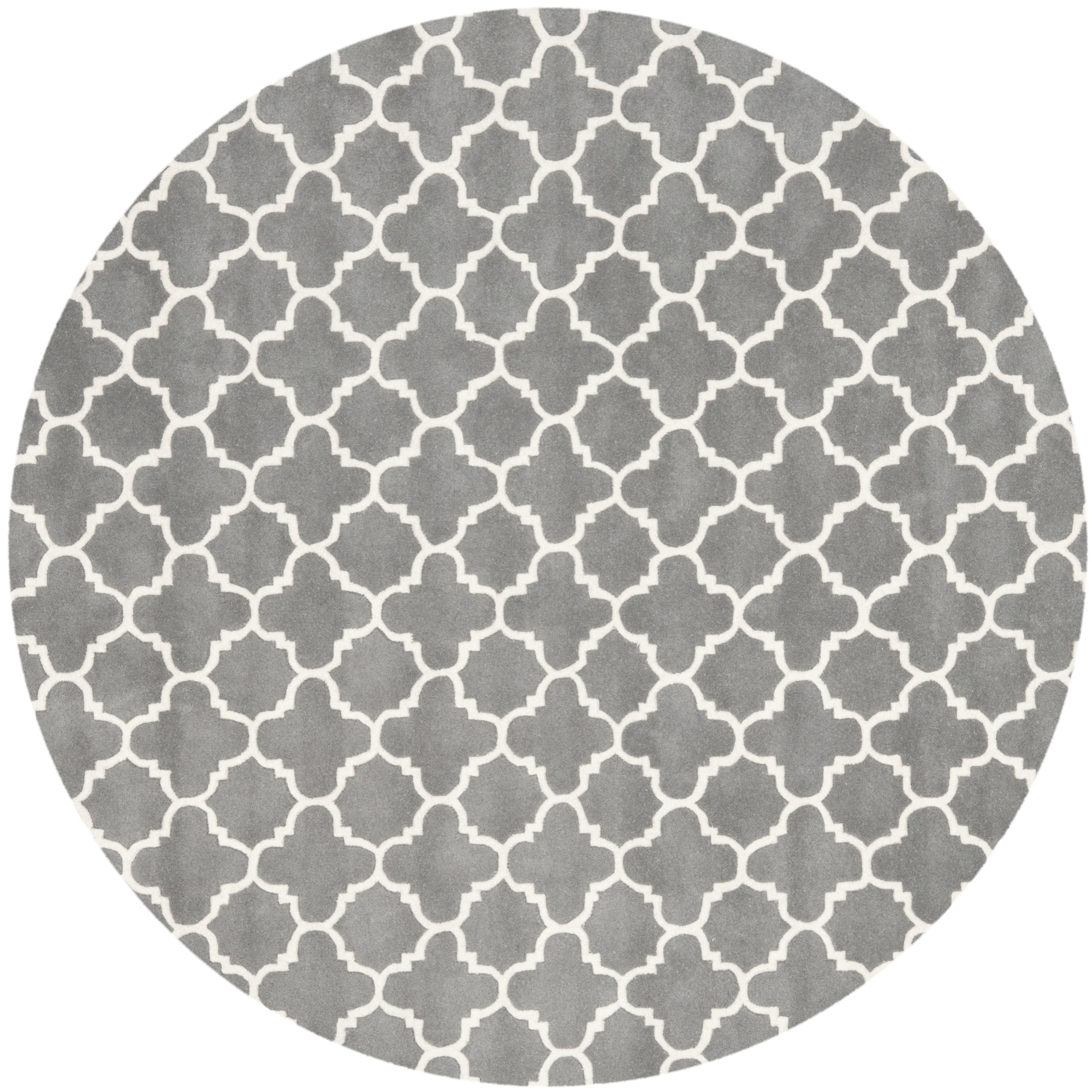 Handmade Moroccan Contemporary Dark Grey Wool Rug (7 Round)