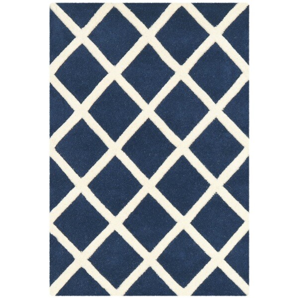 Safavieh Durable Handmade Moroccan Dark Blue Wool Rug (2' x 3') - 2' x 3'