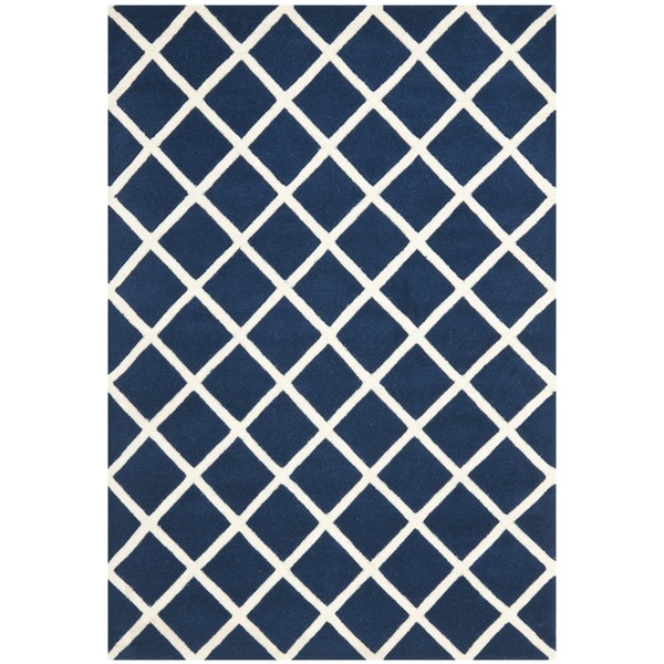 Safavieh Handmade Moroccan Chatham Square pattern Dark Blue Wool Rug