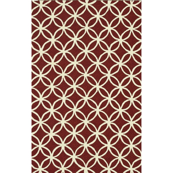 Hand hooked Indoor/ Outdoor Capri Red Rug (93 x 13)  