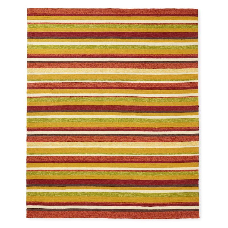 Alexander Home Capri Sunset Stripe Hand-hooked Indoor/ Outdoor Rug