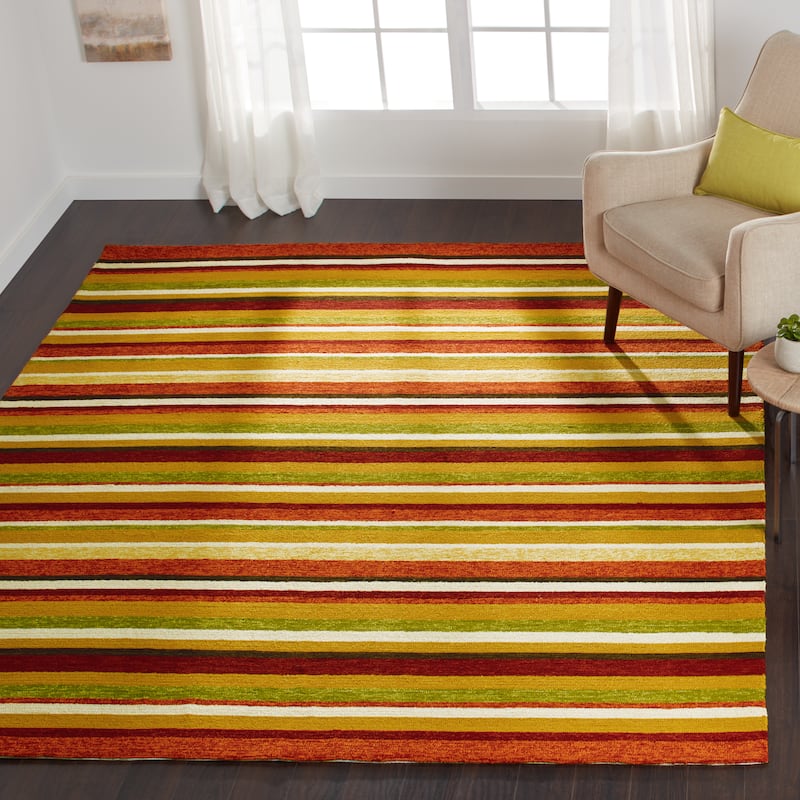 Alexander Home Capri Sunset Stripe Hand-hooked Indoor/ Outdoor Rug