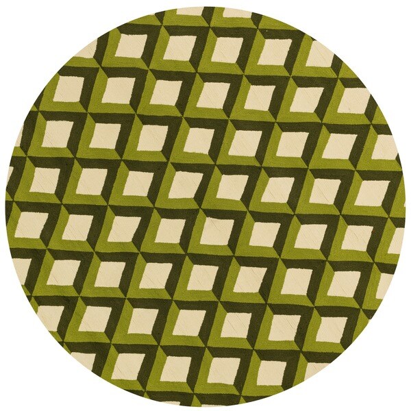 Shop Handhooked Indoor/ Outdoor Capri Green Trellis Rug 7'10 x 7'10
