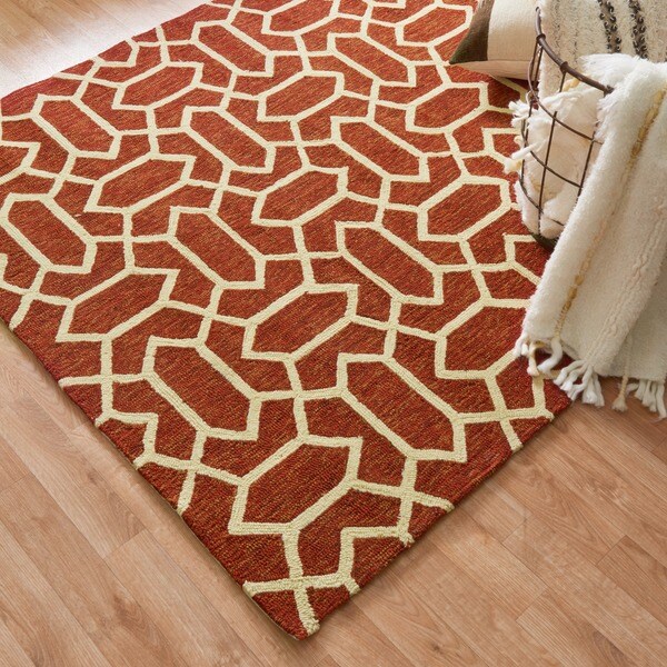 Hand-hooked Indoor/ Outdoor Capri Rust Rug - 3'6 x 5'6