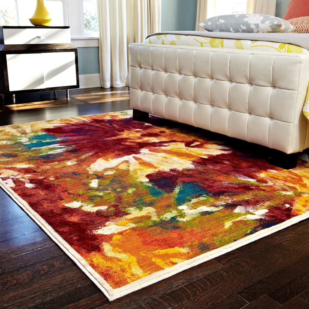 Alexander Home Modern Abstract Floral Flame Area Rug
