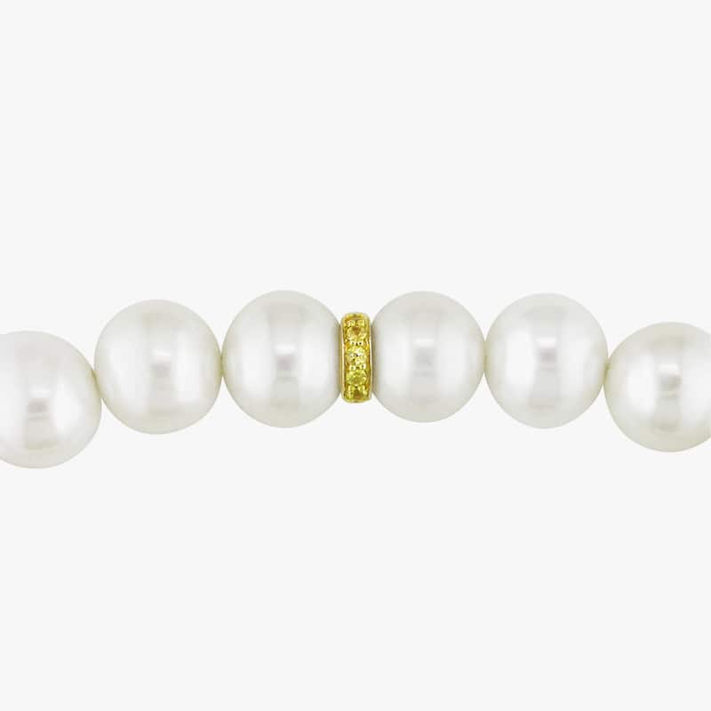 Miadora 14k Gold Pearl and Yellow Sapphire Bracelet (10-11 mm)