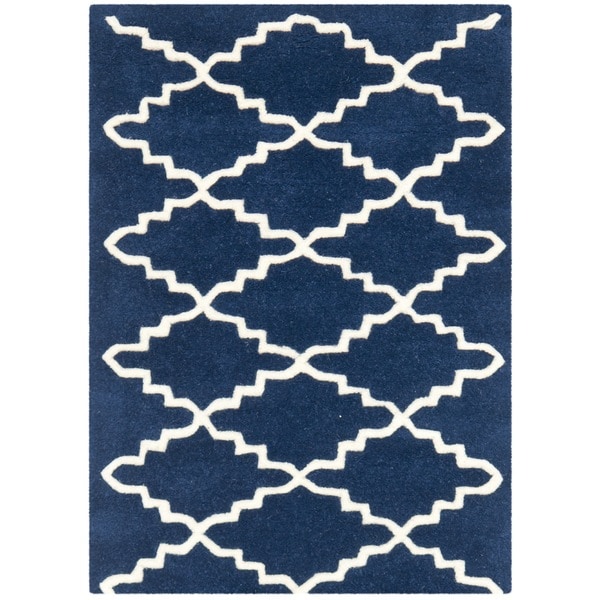 Safavieh Handmade Moroccan Chatham Dark Blue Diamond Wool Rug - 2' x 3'