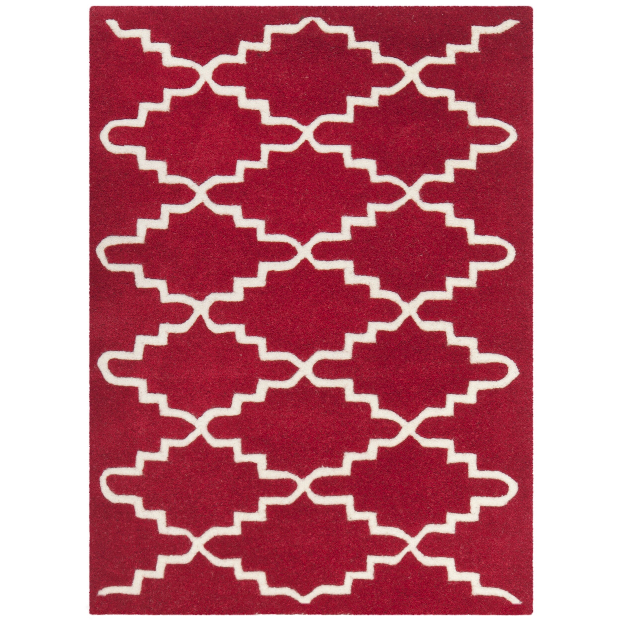Handmade Moroccan Red Cotton canvas Wool Rug (2 X 3)