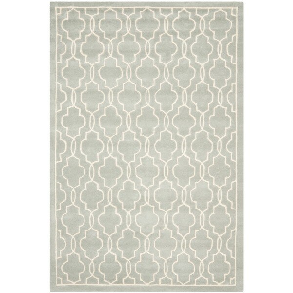 Shop Safavieh Handmade Moroccan Grey Wool Geometric Rug 6' x 9