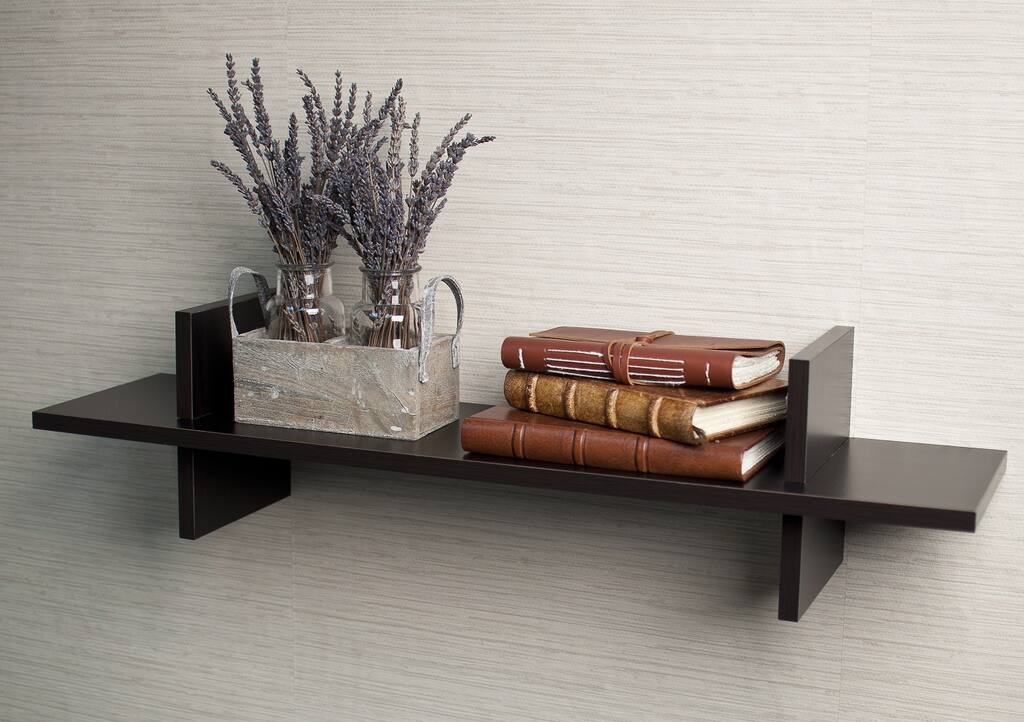 Laminated Espresso 'H' Shaped Wall Shelf