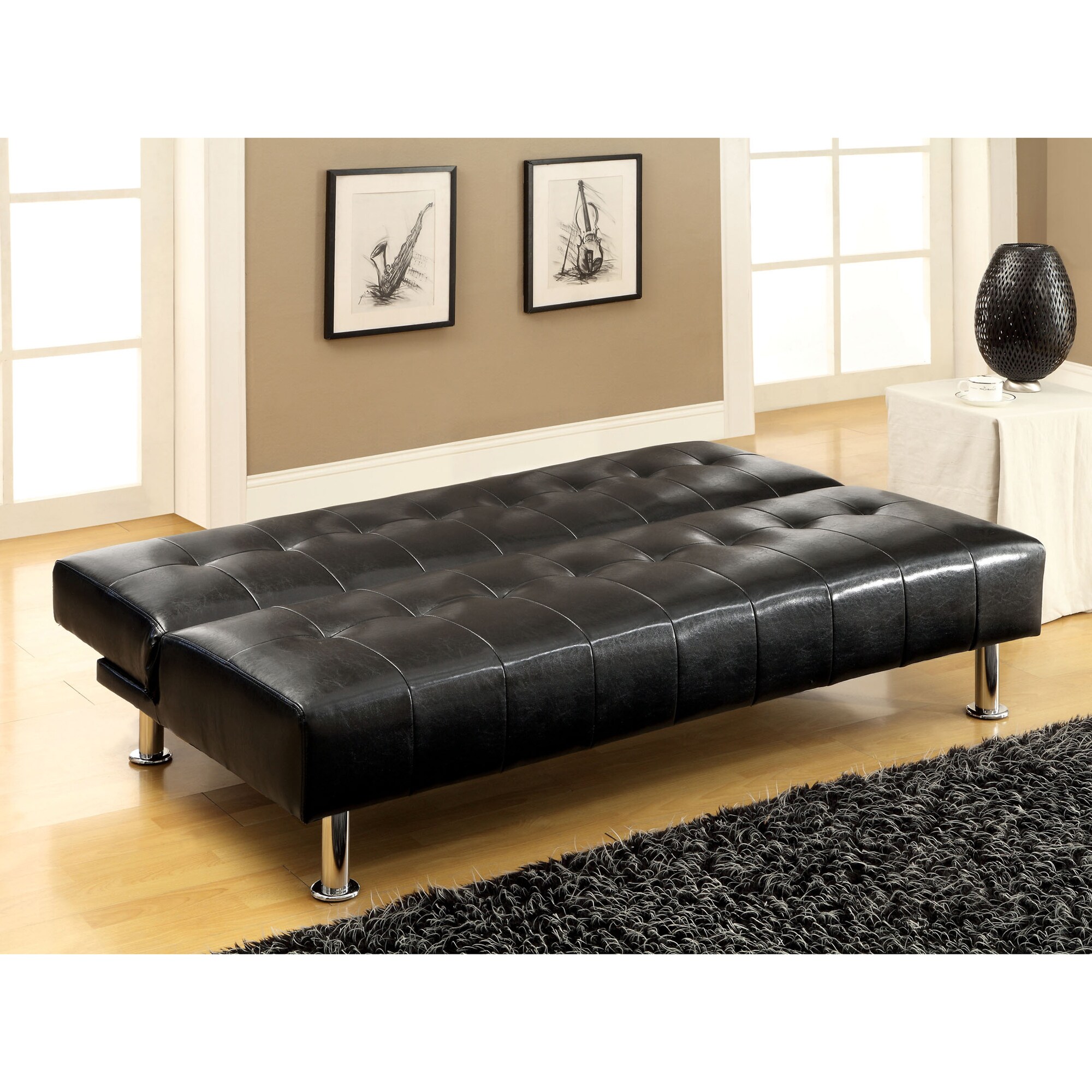 Furniture Of America Peak Modern Red Leatherette Tufted Sofabed