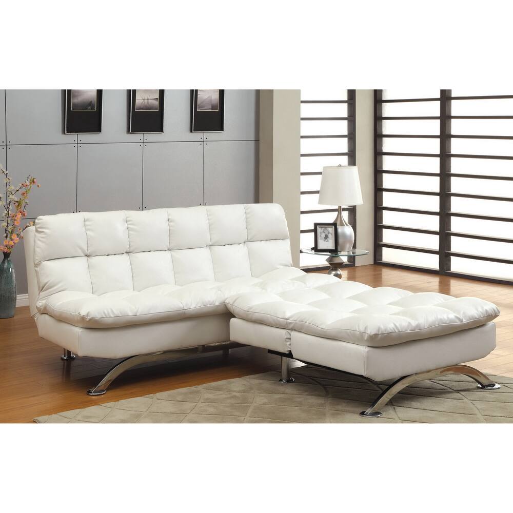Furniture of America Dect Modern White Tufted 2-piece Futon Chair Set