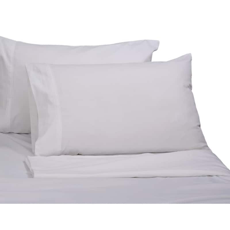 300 Thread Count Solid Cotton Sateen Extra Deep Pocket Bed Sheet Set with Oversized Flat Sheet