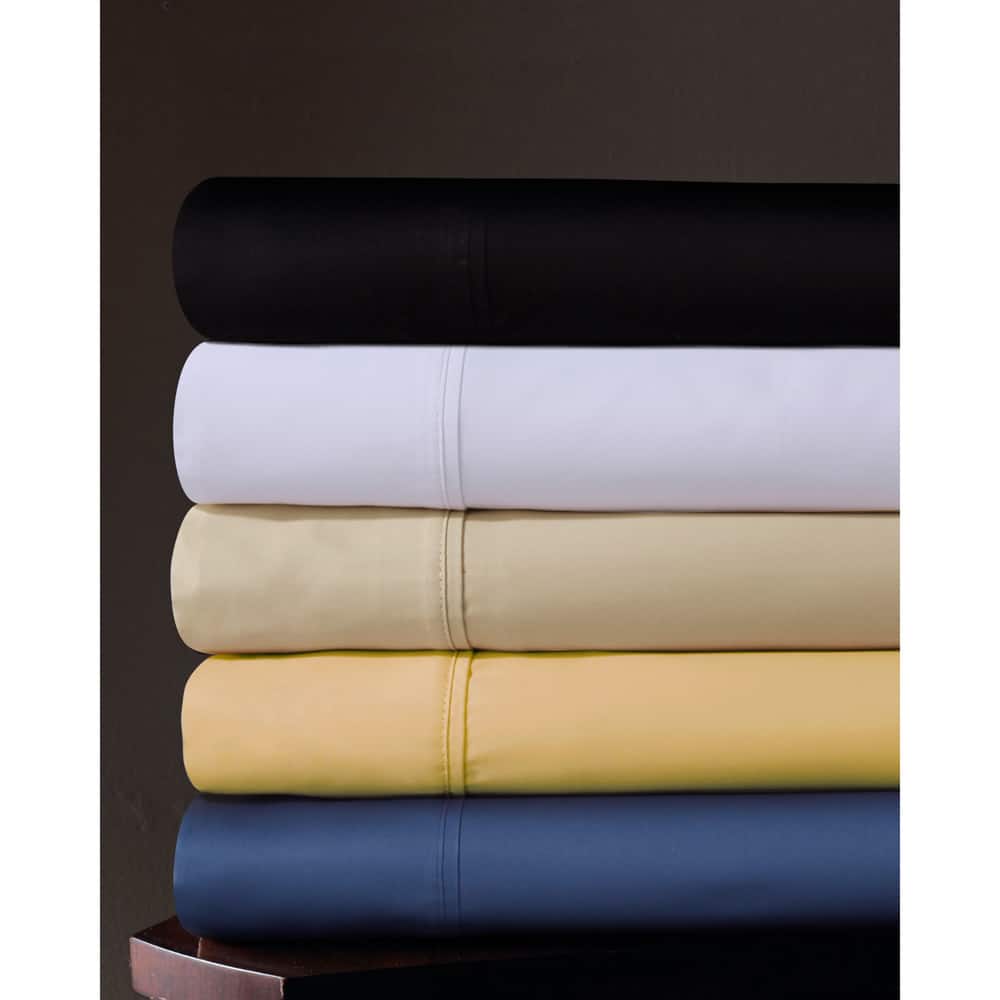 300 Thread Count Solid Cotton Sateen Extra Deep Pocket Bed Sheet Set with Oversized Flat Sheet