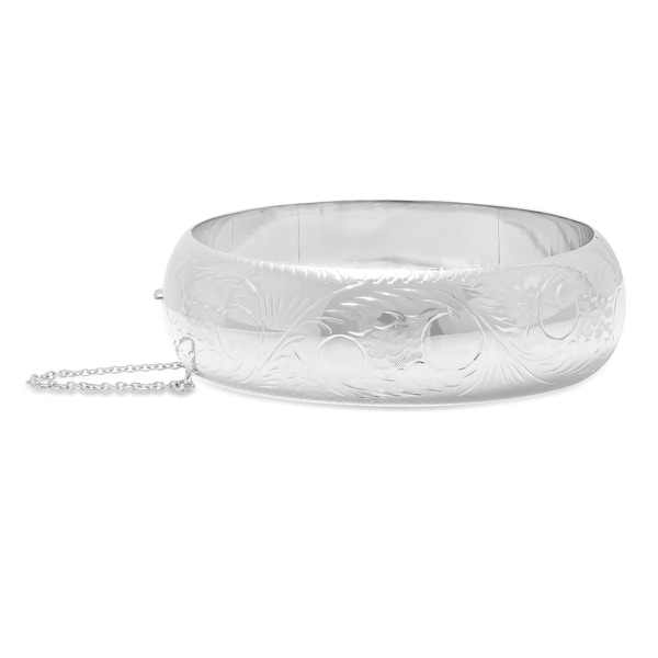 Sterling Silver 20 mm Hand-engraved Bangle Bracelet ( 7-inch )