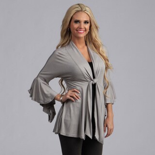 24/7 Comfort Apparel Tie-Front Flutter Sleeve Jacket