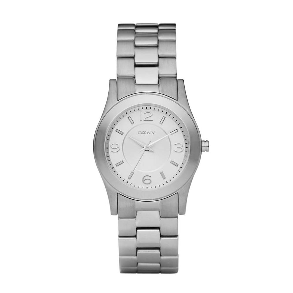 DKNY Womens Stainless Steel Silvertone Dial Quartz Watch Today $99
