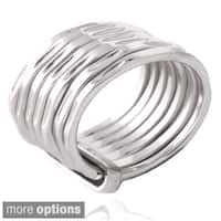 Mondevio Sterling Silver Hammered Attached Stacked Ring