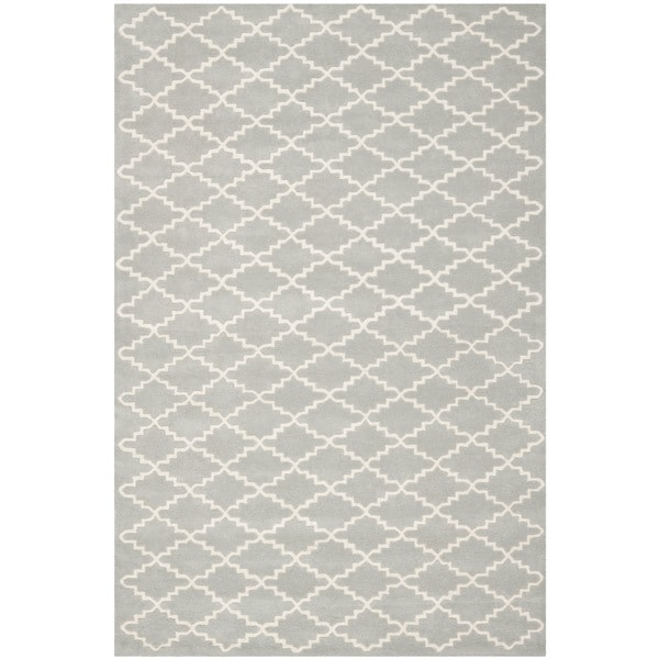 Contemporary Handmade Moroccan Gray Wool Rug (89