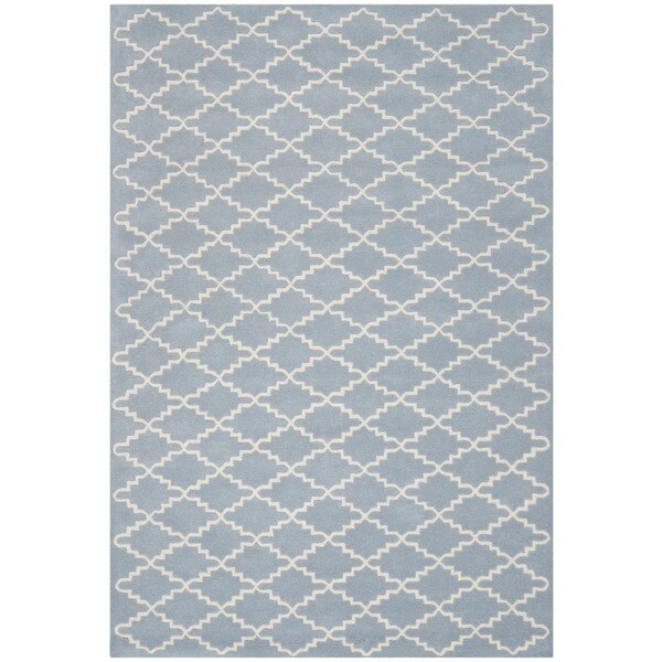 Safavieh Handmade Moroccan Blue/Ivory Wool Rug - 8'9' x 12'