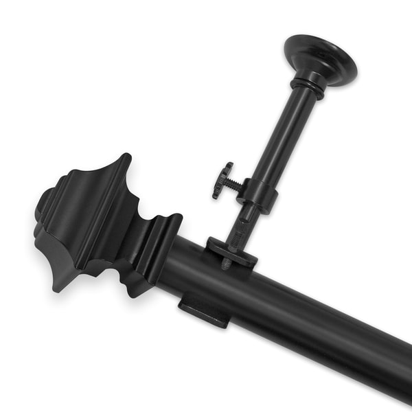 Optima Foray Adjustable Black Curtain Rod Curtain Hardware