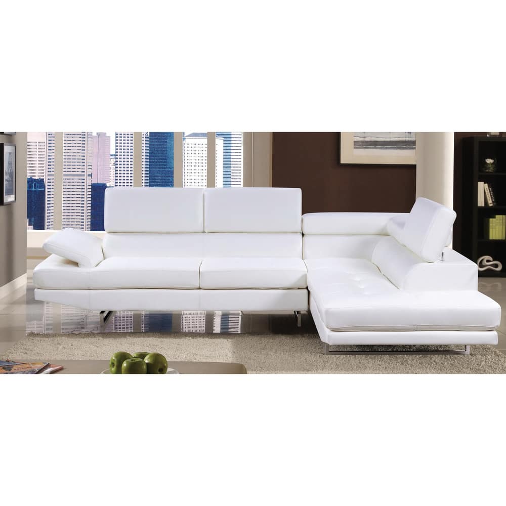 Furniture of America Nect Contemporary White Leather 2-piece Sectional