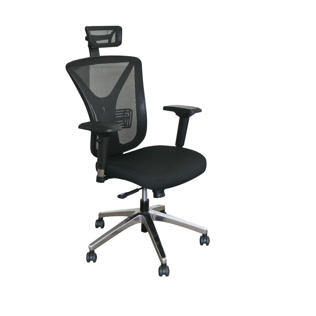 Executive Mesh Chair with Aluminum Base and Headrest Black ...