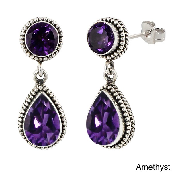 Shop Sterling Silver Amethyst and/or Blue Topaz Round and Pear Shape ...