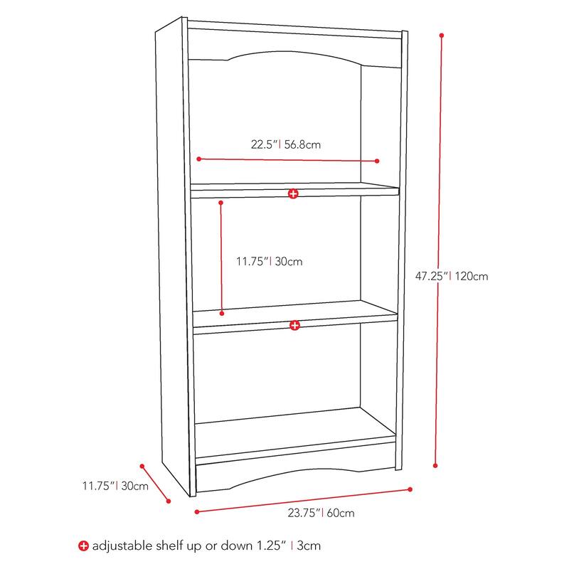 Black 3-shelf 48-inch Bookcase