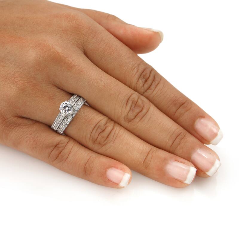 Auriya 1 1/2ctw Round Diamond Engagement Ring Set 14K Gold Certified