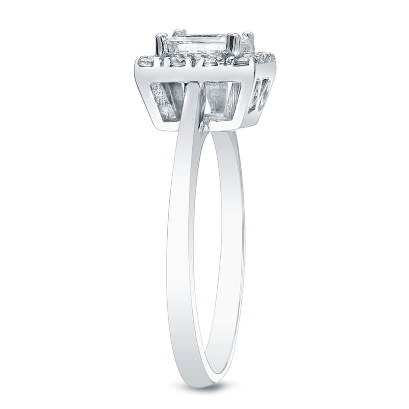 14k Gold 1/2ct TDW Square Princess-cut Diamond Halo Engagement Ring by Auriya