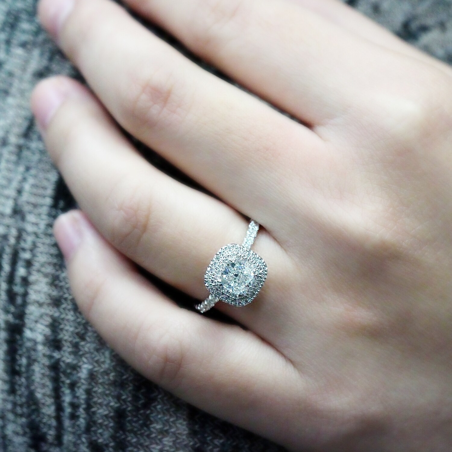 Shop Auriya 1 3 4ctw Cushion Cut Double Halo Diamond Engagement