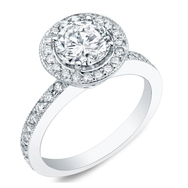 Auriya 14k Gold 1 carat TW Round Halo Diamond Engagement Ring - 4 - White