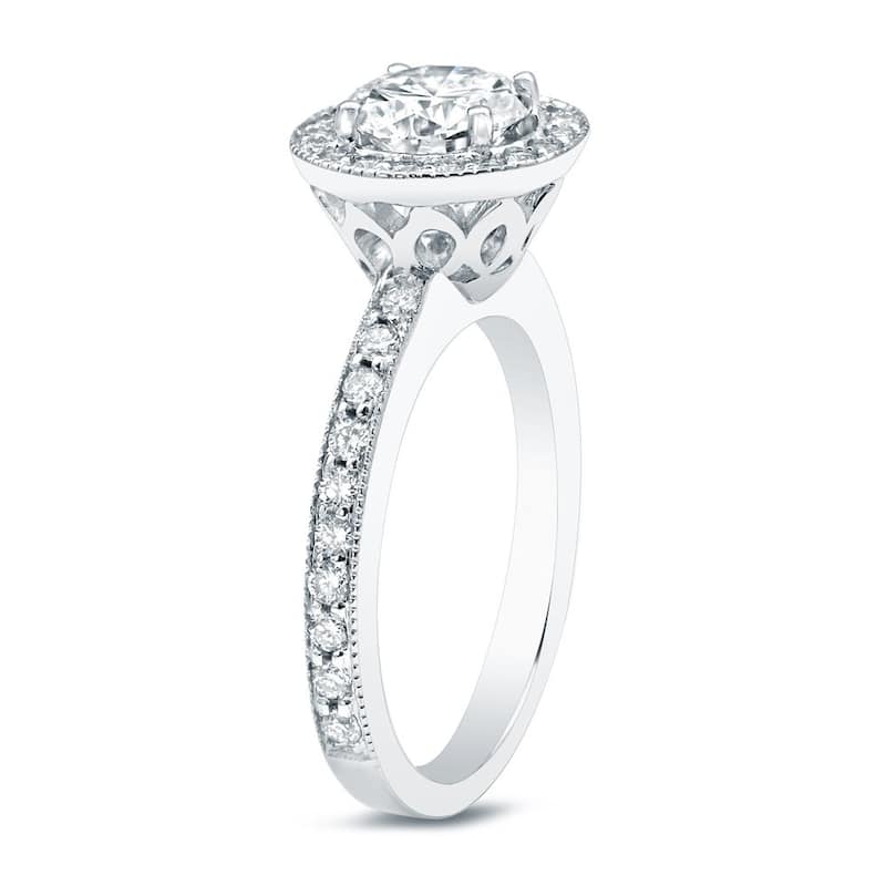 Auriya 14k Gold 1 carat TW Round Halo Diamond Engagement Ring