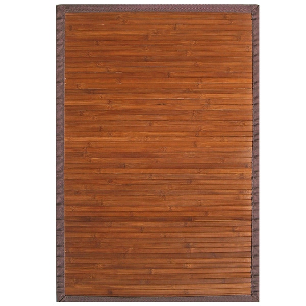 Truffle Bamboo Rug with Brown Border (6 x 9)