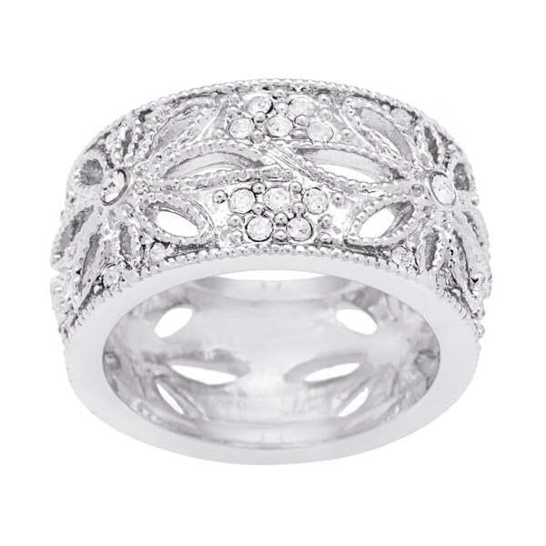 Kate Bissett Silvertone Cubic Zirconia Floral Eterntiy Band. Opens flyout.