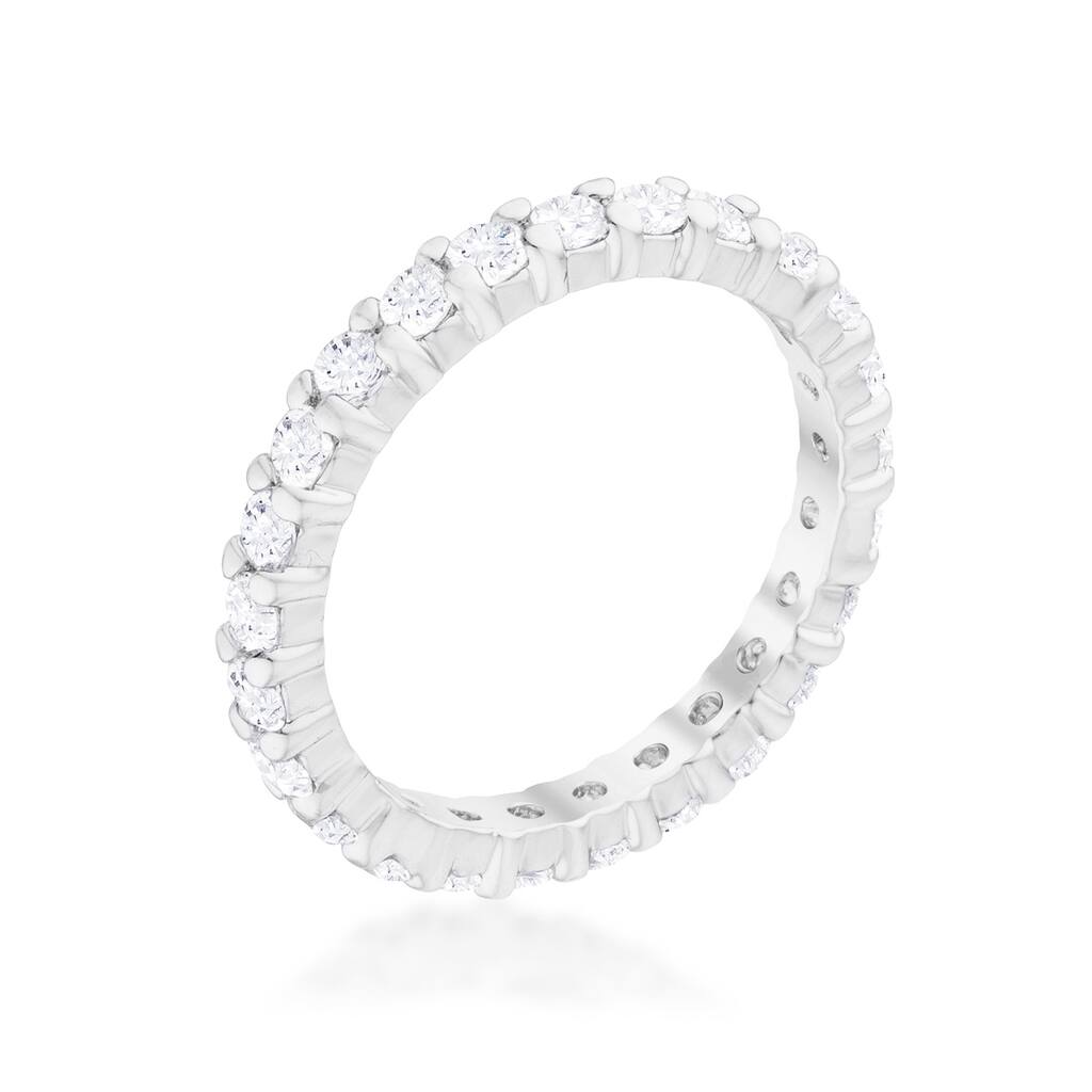 Kate Bissett Silvertone 3MM Cubic Zirconia Stackable Eternity Band