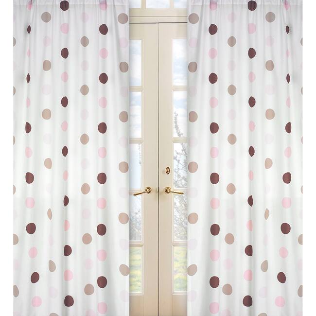 Sweet Jojo Designs Pink, Cocoa, White and Chocolate Brown Mod Dots 84-inch Window Treatment Curtain Panel Pair - 42 x 84