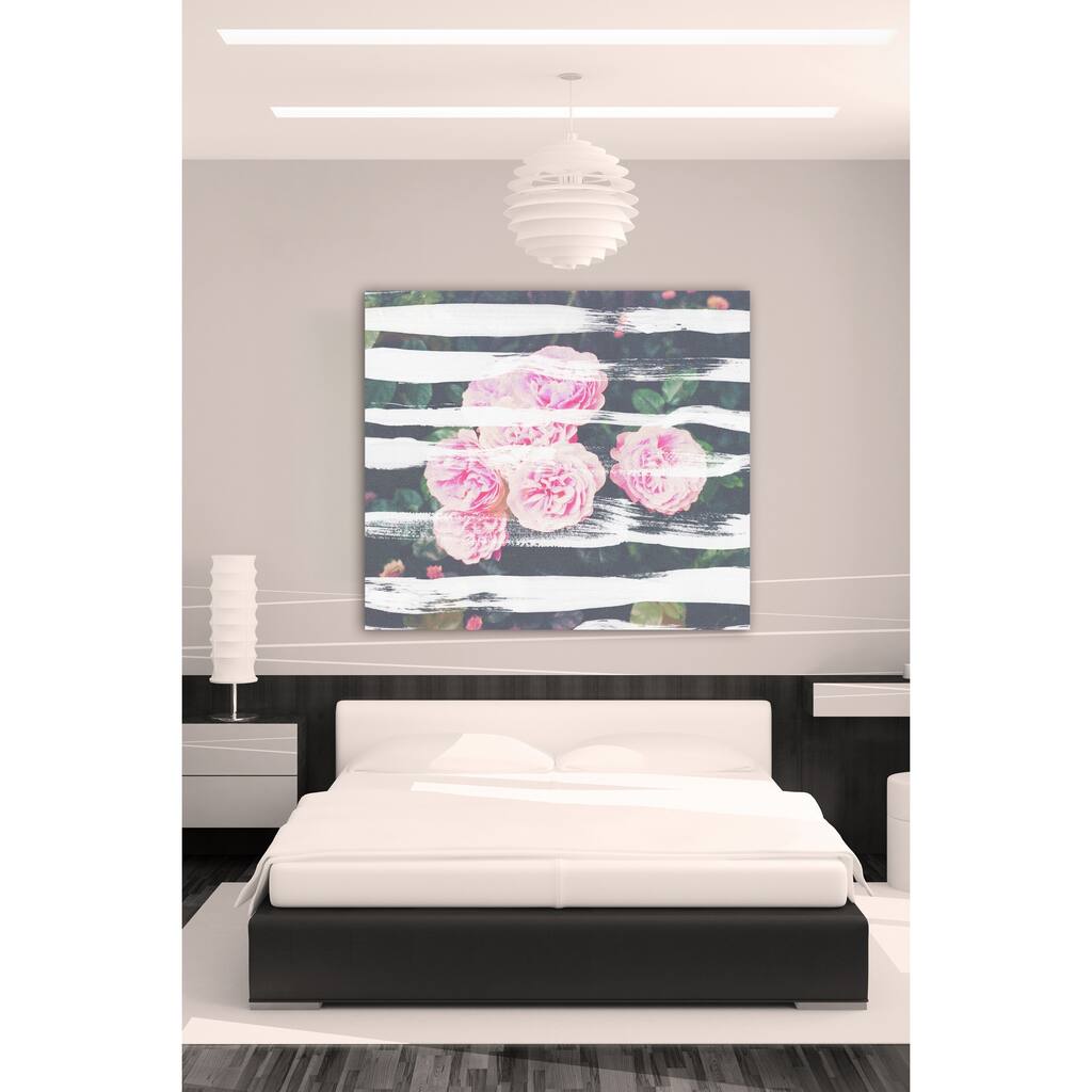 Oliver Gal 'Blooming Strokes' Floral and Botanical Wall Art Canvas Print - Pink, Green