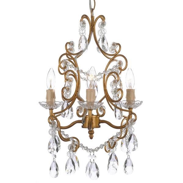 Gallery 4-light Wrought Iron and Crystal Chandelier Gold Hardwire and ...