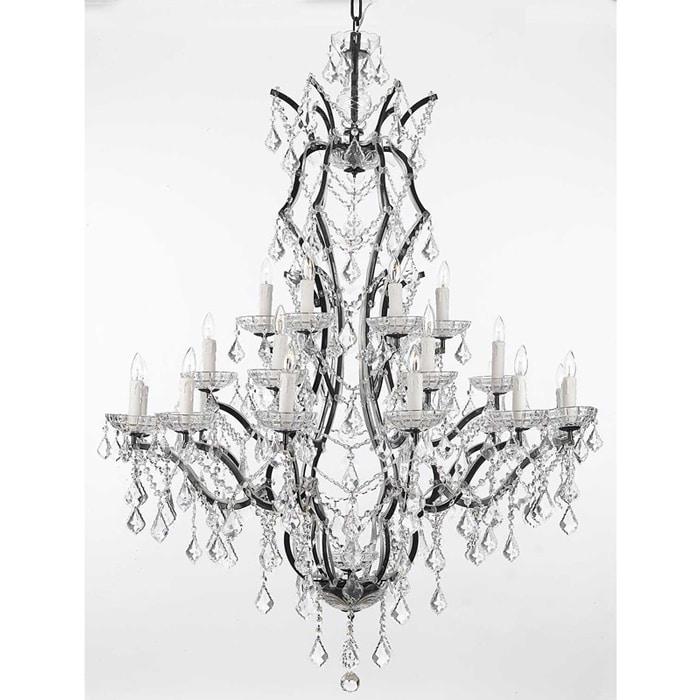 Gallery Baroque 25-light Black Iron & Crystal Chandelier (25 light chandelier) - Chandeliers For Bedrooms by Overstock.com