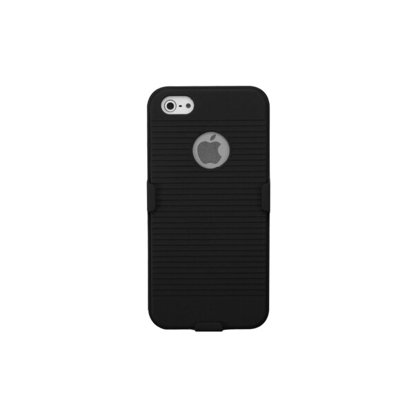 INSTEN Black Rubberized Phone Case Cover/ Belt Clip Holster for Apple iPhone 5