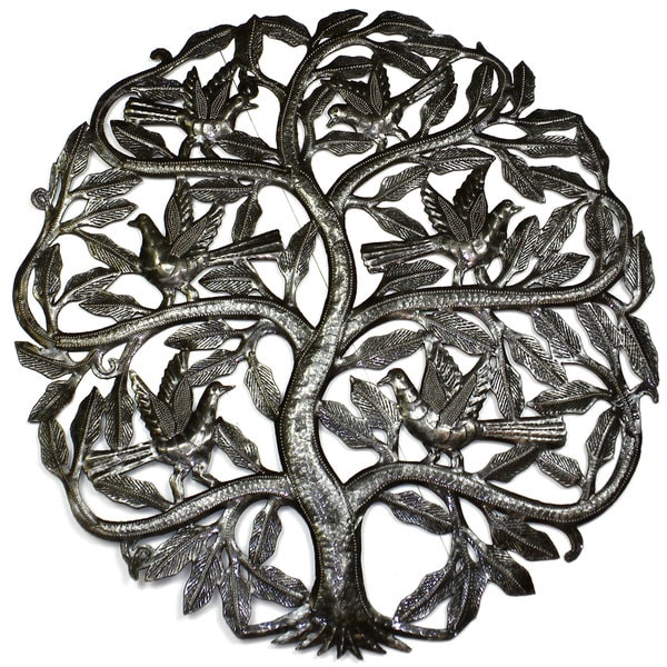 Handmade 'Tree of Life Birds Ready to Fly' 24-inch Wall Art, Handmade in Haiti